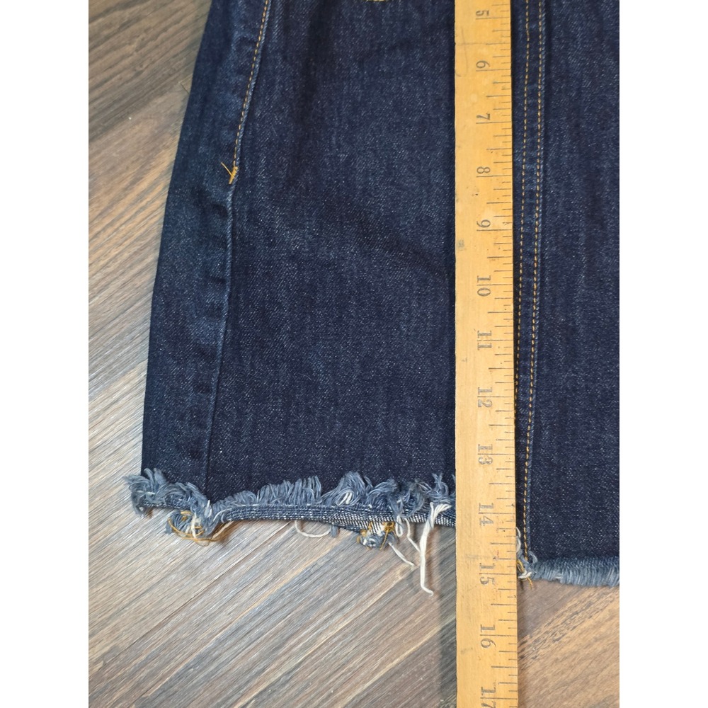 Forever 21 Small dark Button Front Denim Mini Skirt Raw Hem Indie Y2K festival - Picture 7 of 7